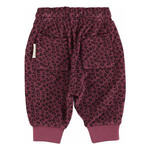 Piupiuchick - Organic Cotton Leopard Pattern Terry Jogger | Aubergine