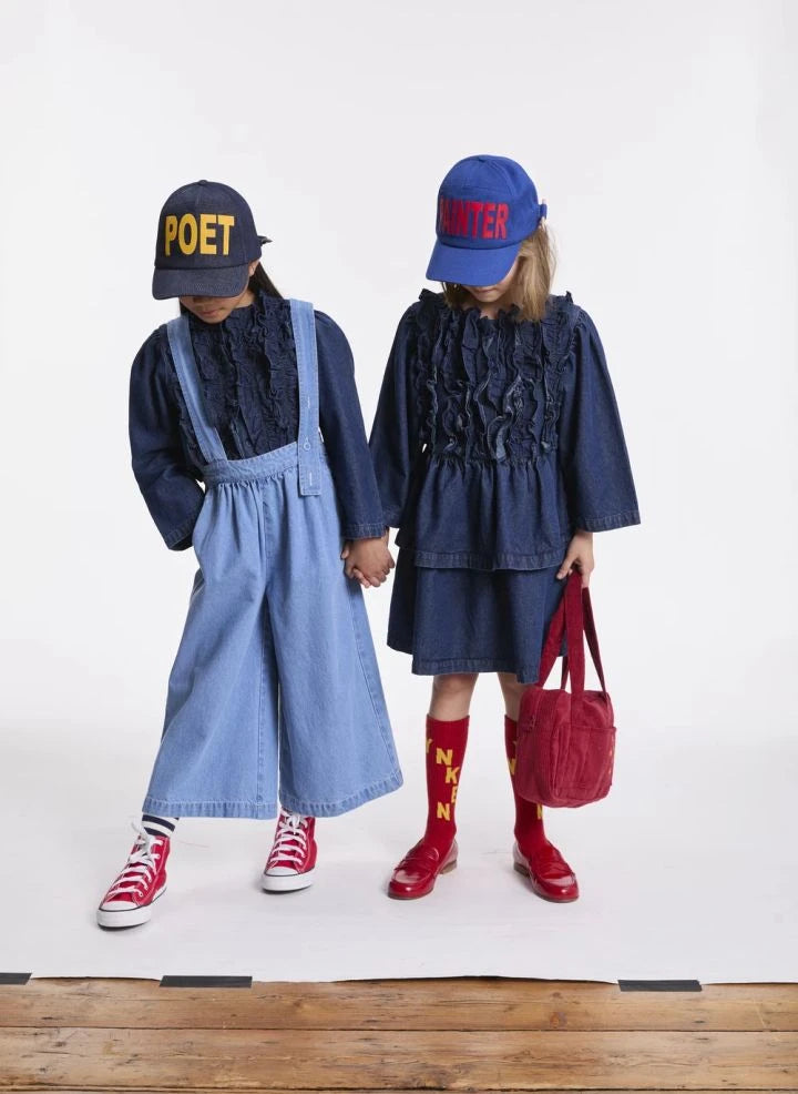 Wynken - Denim Ruffled Jacket | Dark Blue