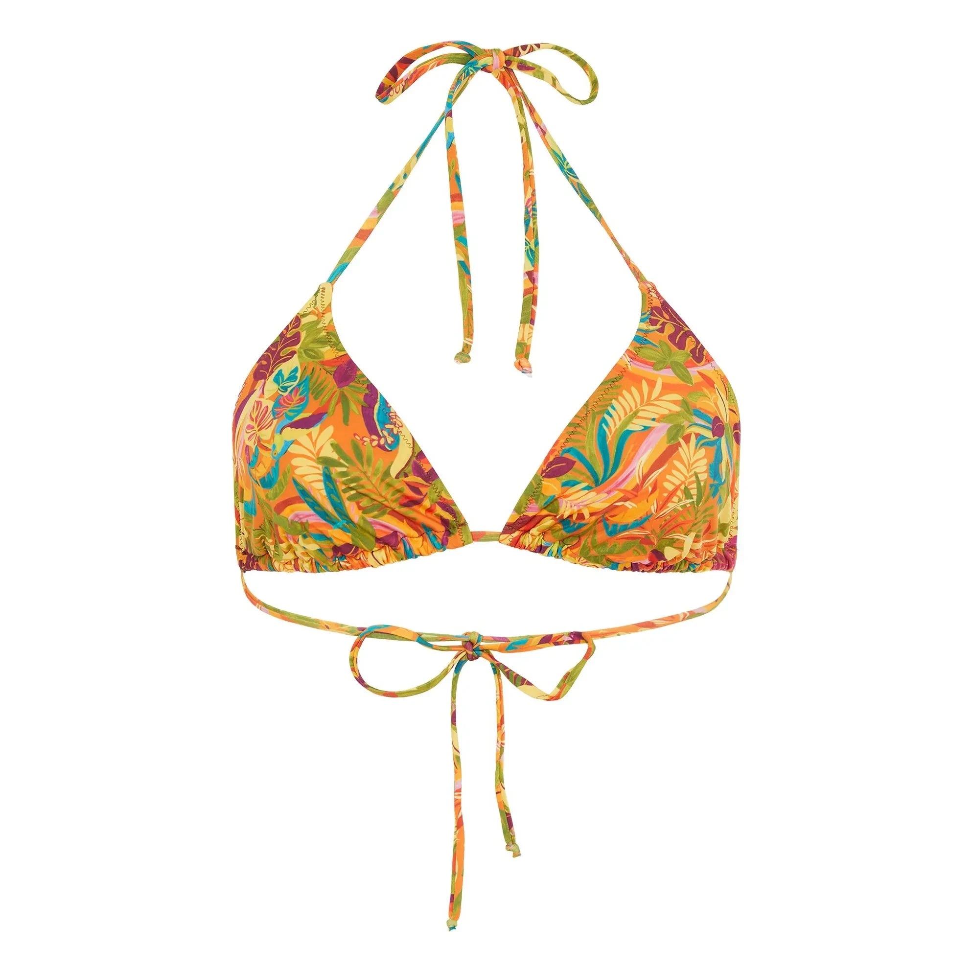 Momoni - Marineblau gemustertes Bikinioberteil | Orange
