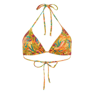 Momoni - Marineblau gemustertes Bikinioberteil | Orange
