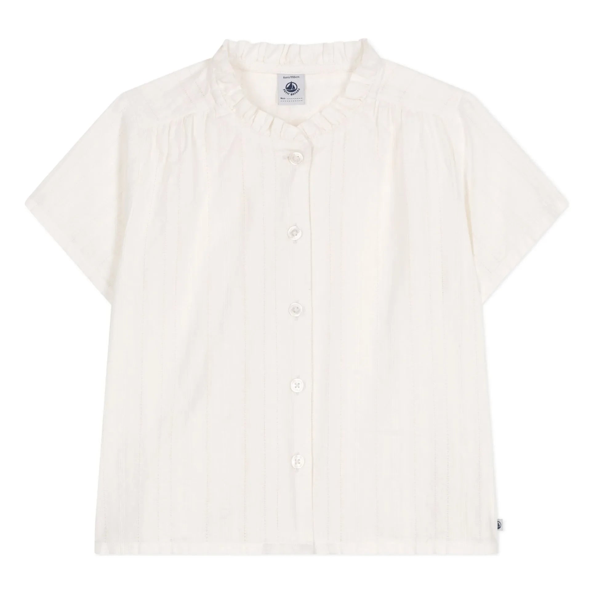 Petit Bateau - Bichou Bluz Organik Pamuk Poplin | Beyaz