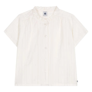 Petit Bateau - Bichou Bluz Organik Pamuk Poplin | Beyaz