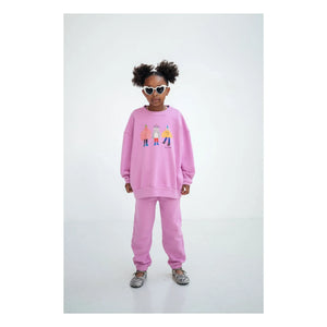 Repose AMS - Oversized Sweat Cozydrop Oiseaux Organik Pamuk | Pembe
