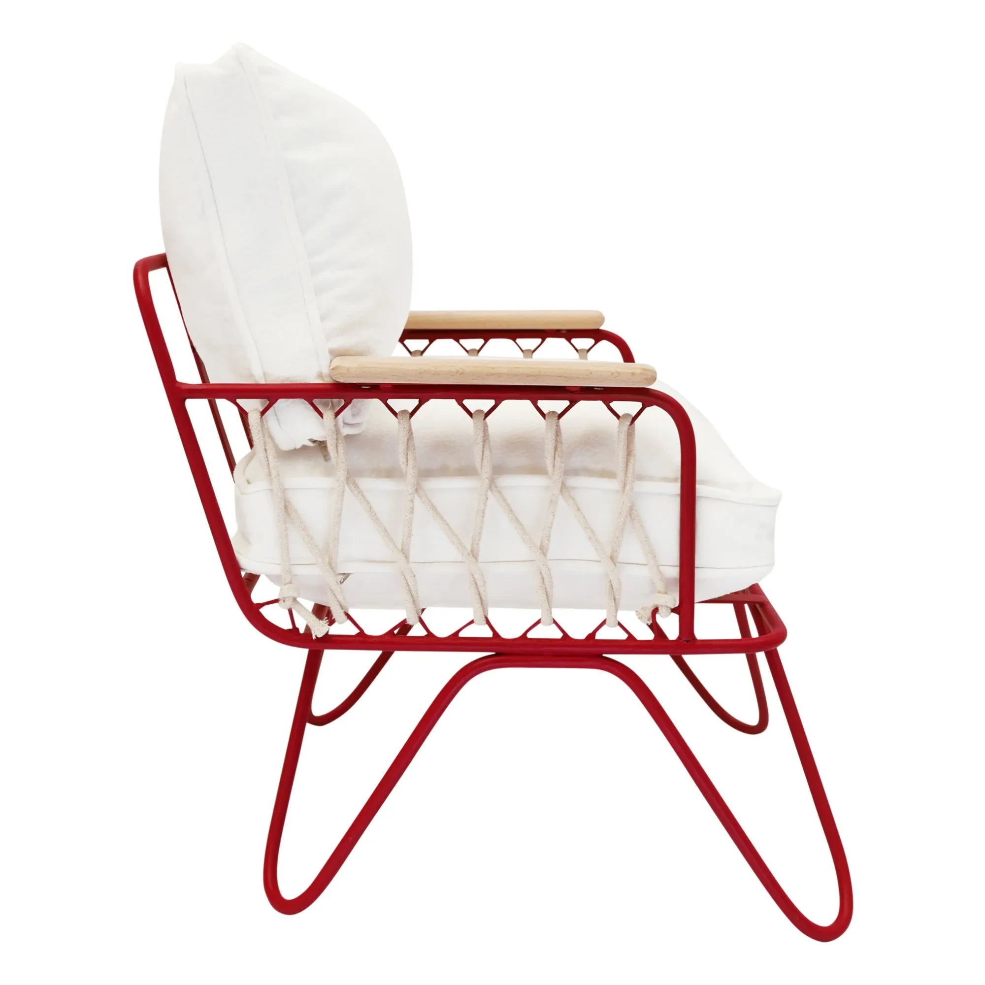 Honoré - Baby Croisette Lounge Chair - Pamuk, Kırmızı Metal Çerçeve | Beyaz