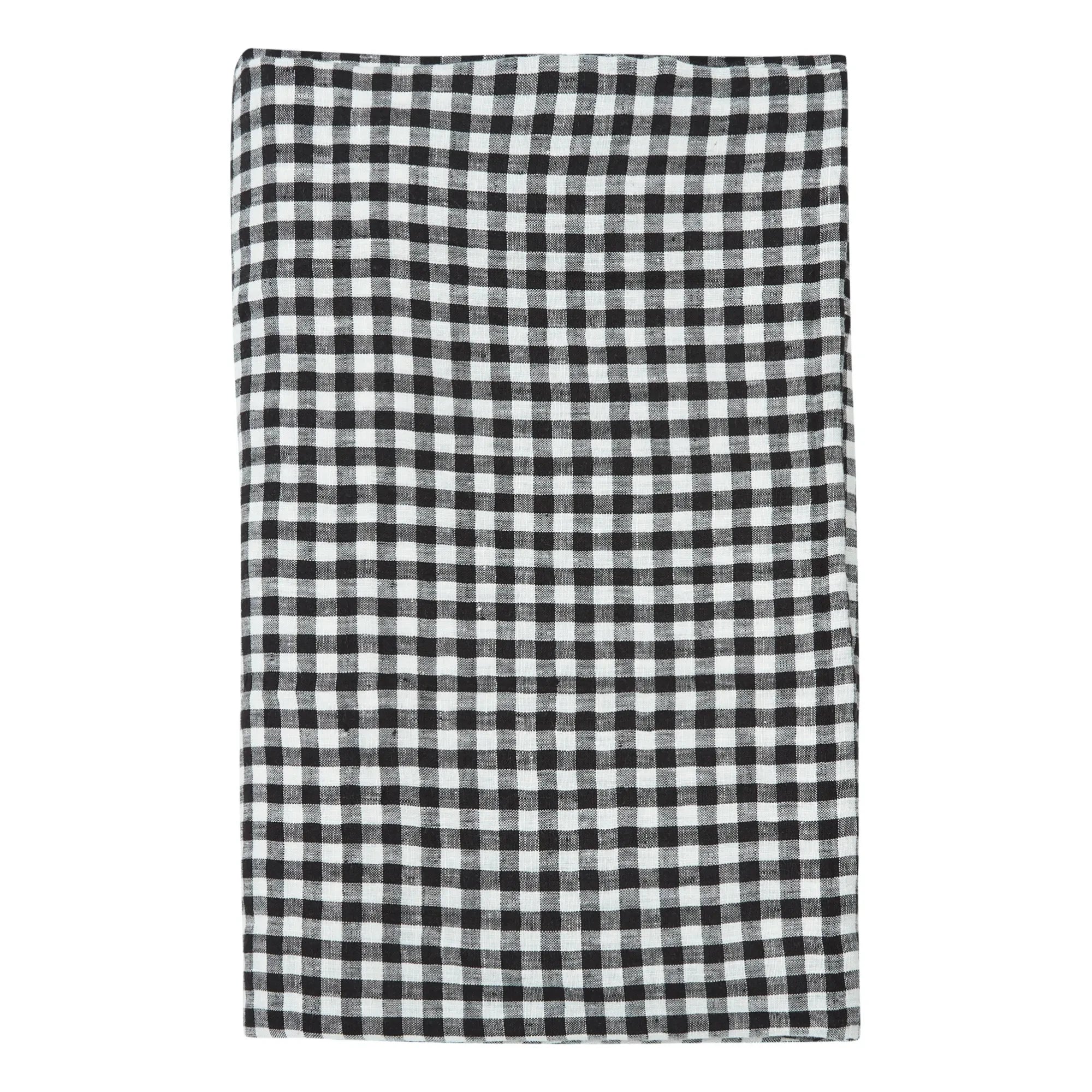 Gabrielle Paris - Gingham Washed Linen Tablecloth | Black