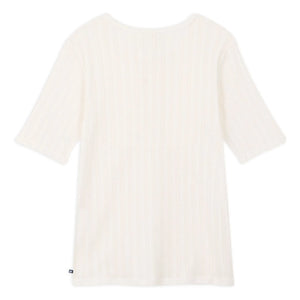 Petit Bateau – Pointelle T-Shirt mit Tuniskragen | Ecru