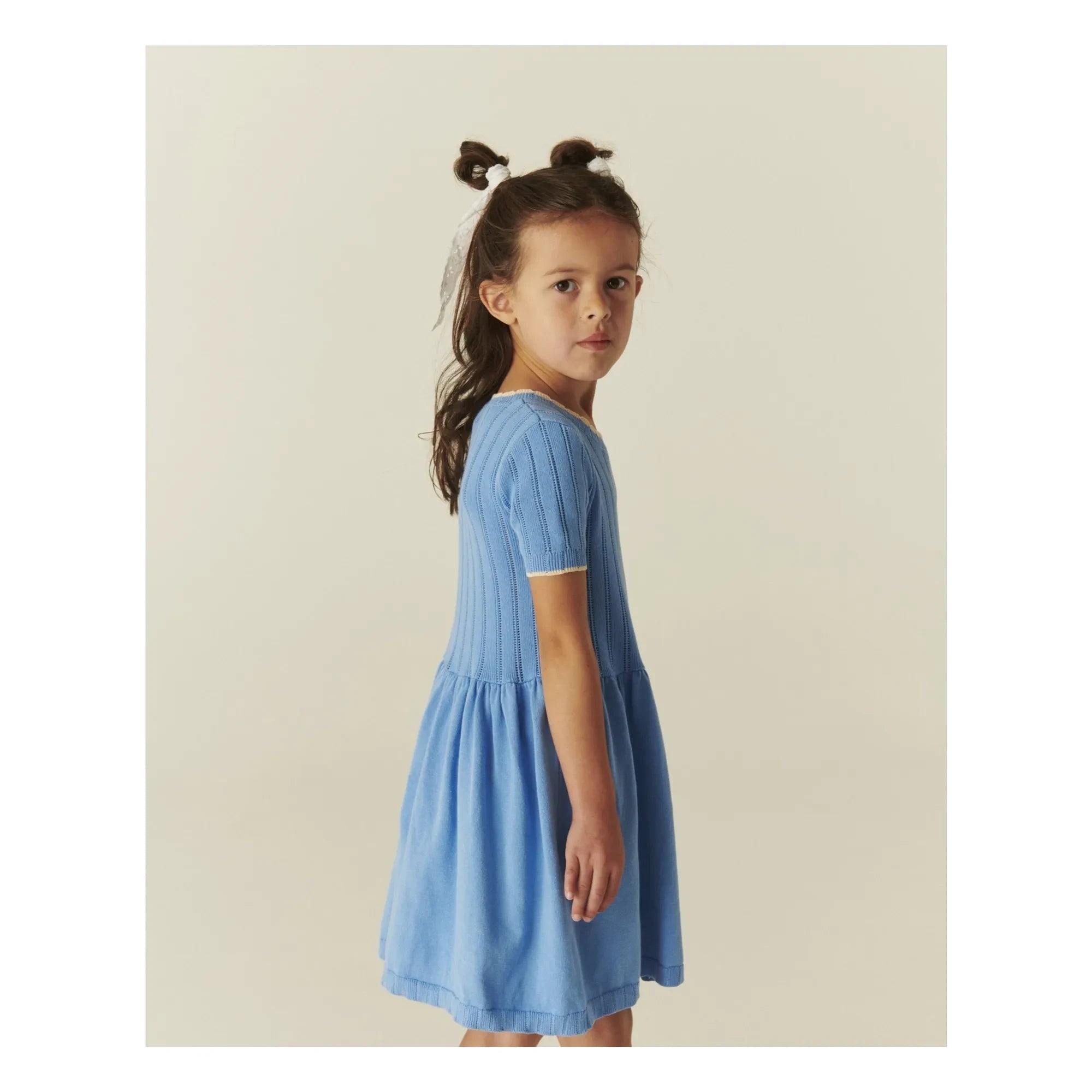 Copenhagen Colors - Pointelle Bio-Baumwoll-Netzkleid | Azurblau