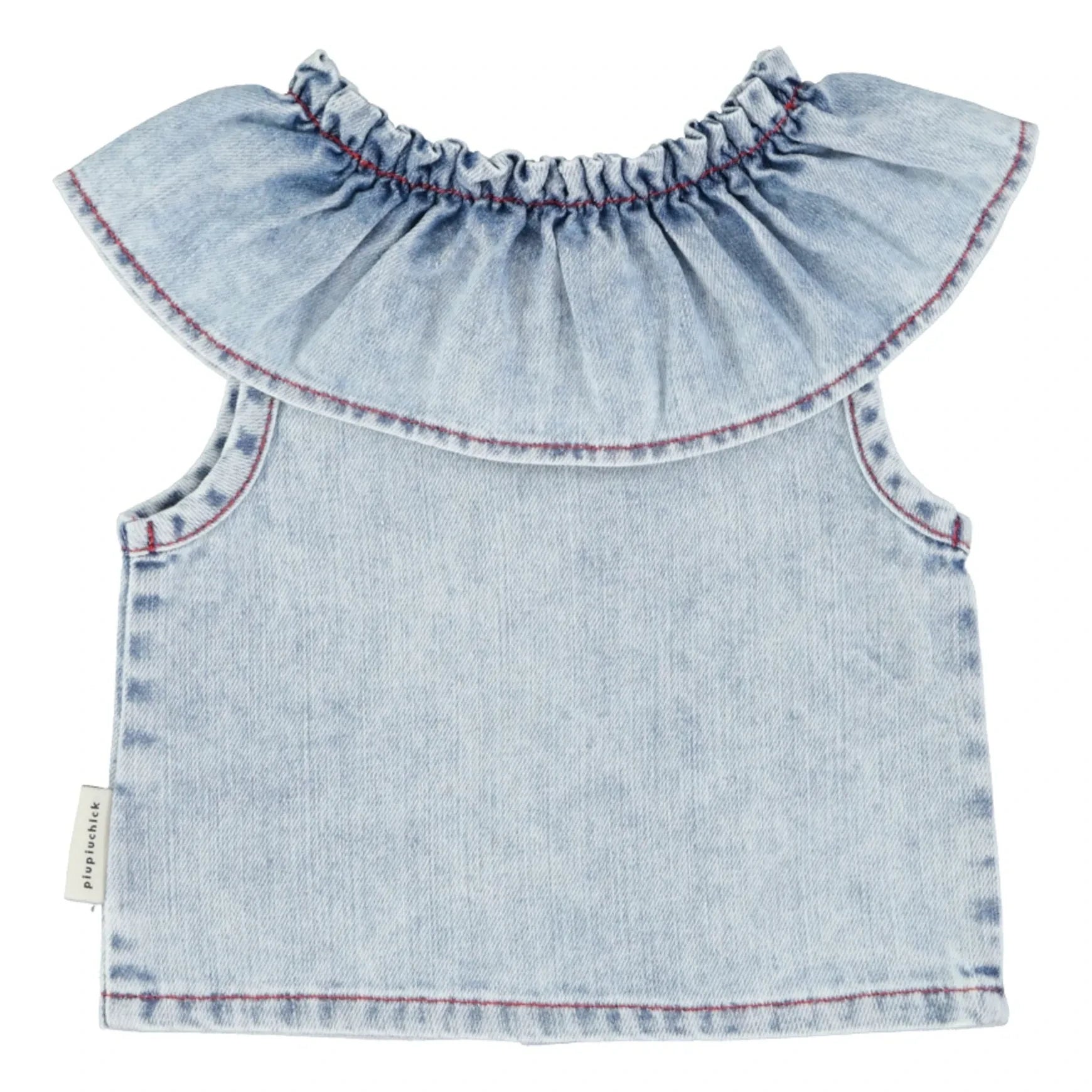 Piupiuchick - Etoile Denim Kolsuz Bluz | Yıkamalı mavi