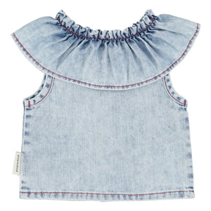 Piupiuchick - Etoile Denim Kolsuz Bluz | Yıkamalı mavi