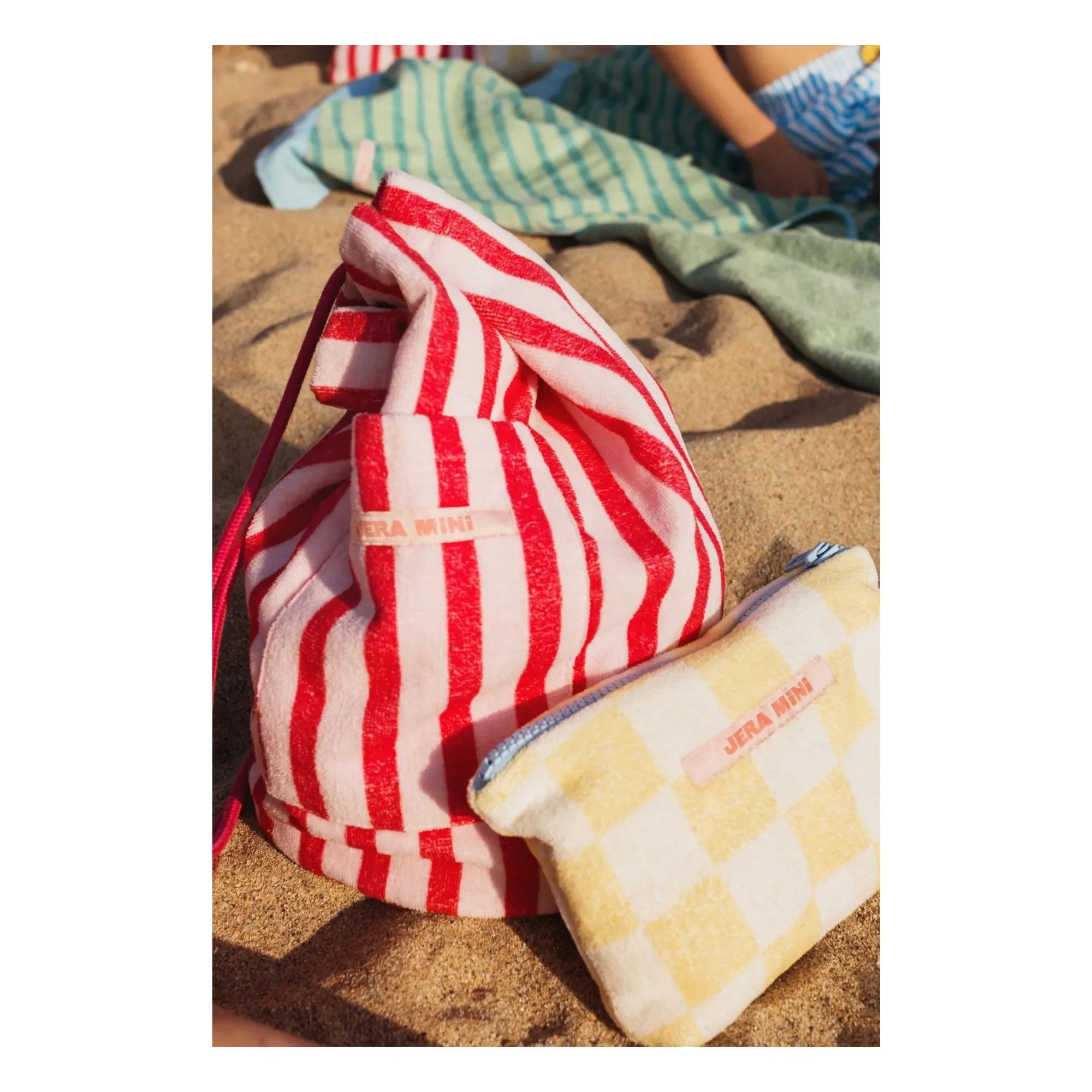 Jera Mini - Striped Towel Pocket Backpack | Pink