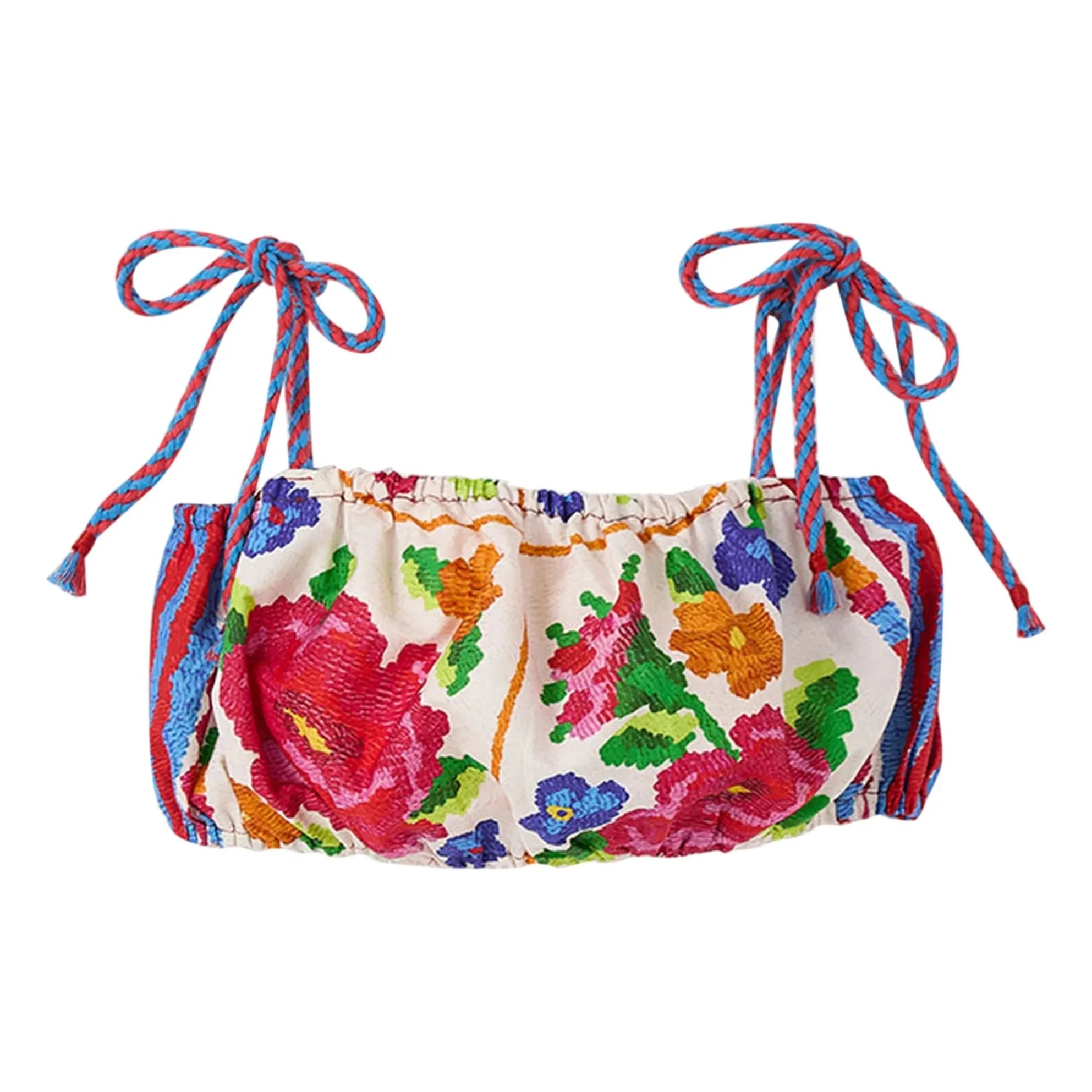 Fabula - Crop Top Çiçekler | Kırmızı