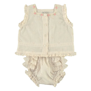 Bebe Organic - Luna Ruffle Top & Bloomers Set | Ecru
