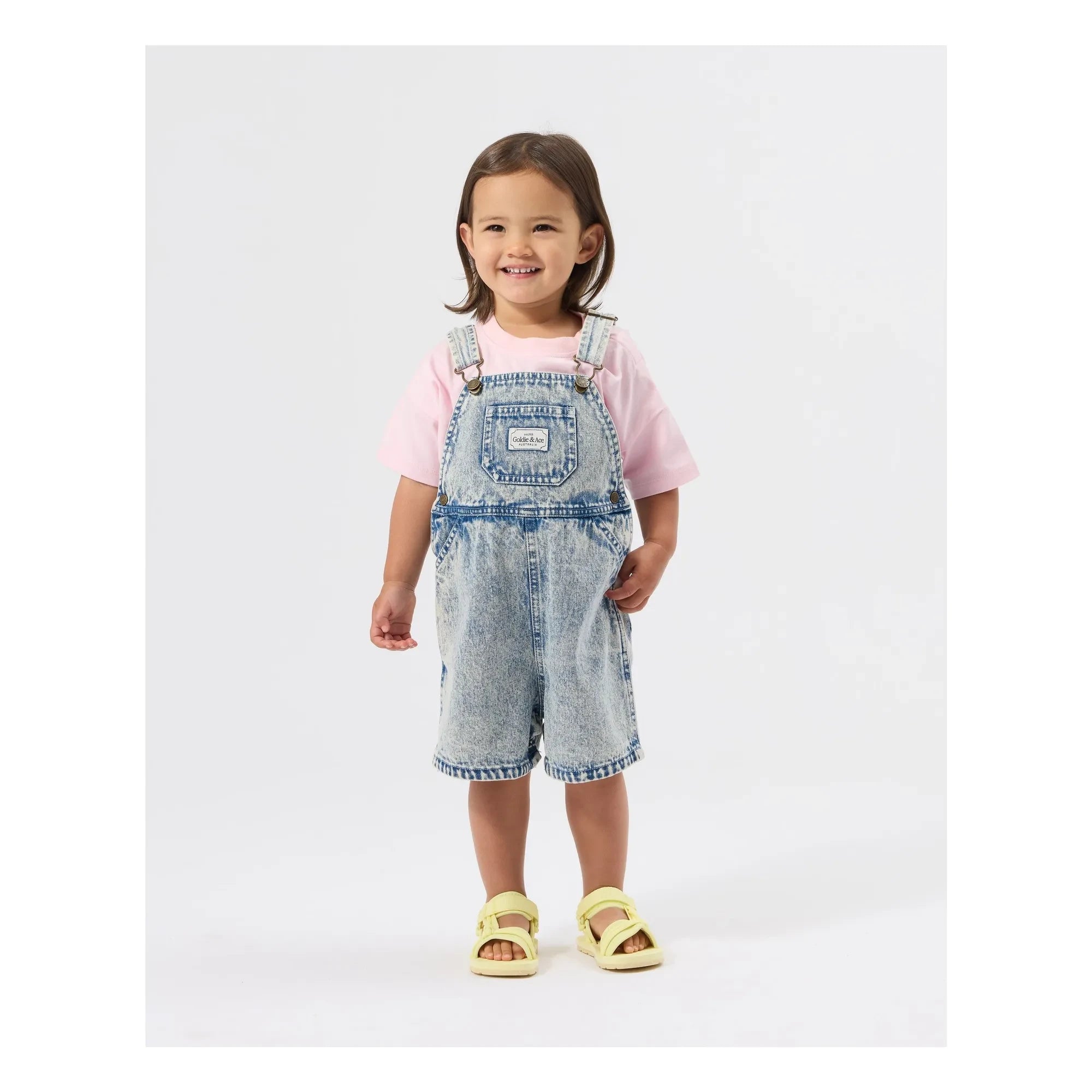Goldie + Ace - Burton Vintage Kısa Dungarees | Denim mavi