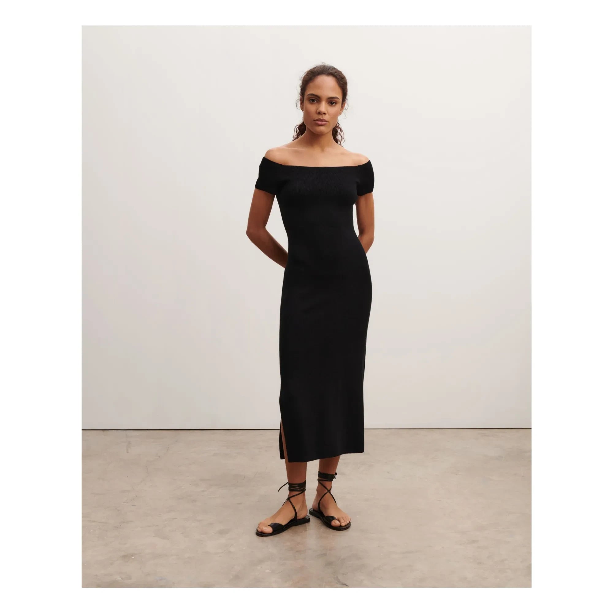 Bompard – Off-Shoulder-Kleid aus Seide und Kaschmir | Schwarz