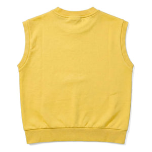 Hundred Pieces - Inaya Floral Pattern Organic Cotton Sleeveless Sweatshirt | Pale Yellow