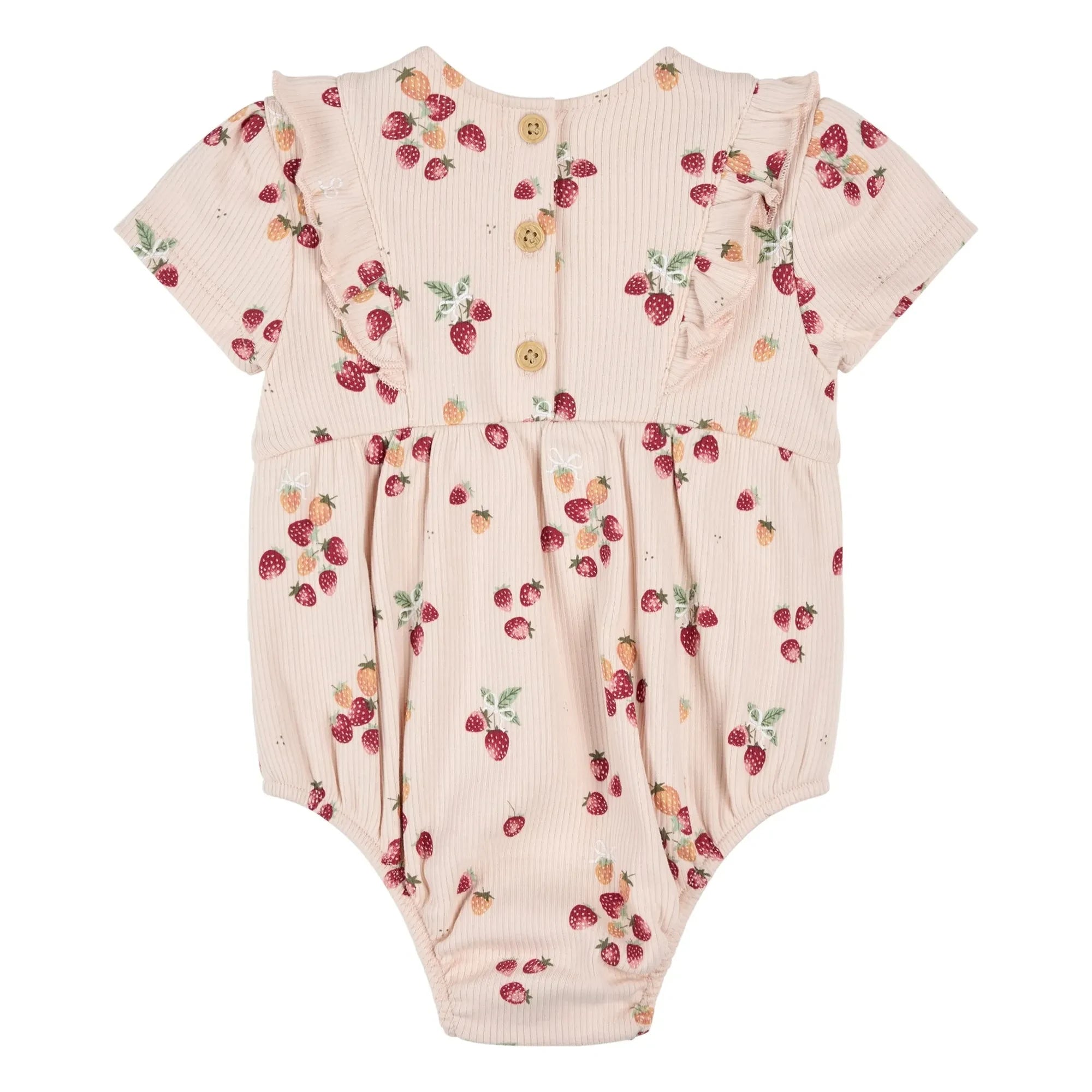 Petit Lem - Organic Cotton Romper with Floral Print Ribbed | Pink