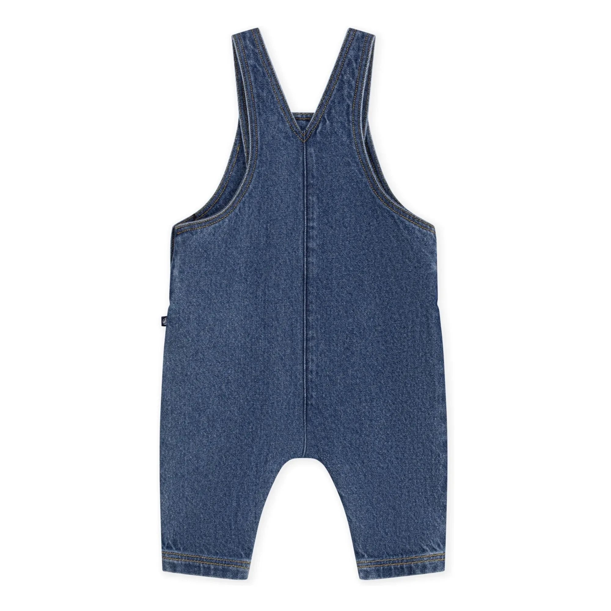 Petit Bateau - Organik Pamuk Denim Kalp Salopet | Mavi