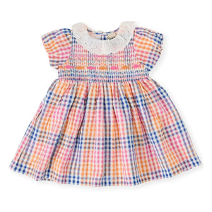 Goldie + Ace - Carreaux Gathered Dress | Blue