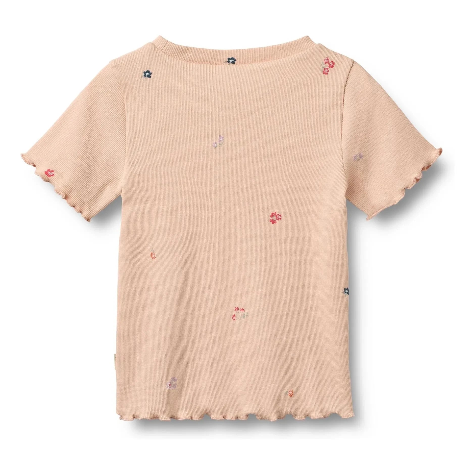 Wheat - Alicia Ribbed T-Shirt Organic Cotton Flowers | Peach