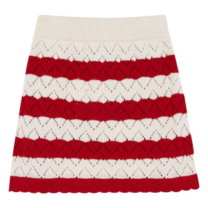 birinit - Pointelle Chili Striped Skirt | Red