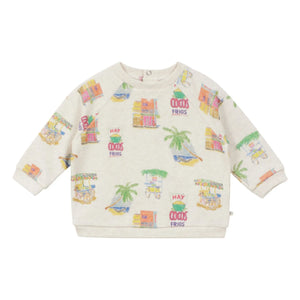 Arsène et Les Pipelettes - Organic Cotton Baby Palm Sweatshirt | Heather Beige