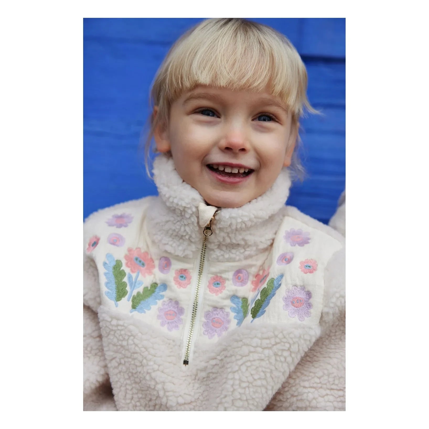 Louise Misha - Rosetta Sherpa Tarzı Fermuarlı Ceket | Krem