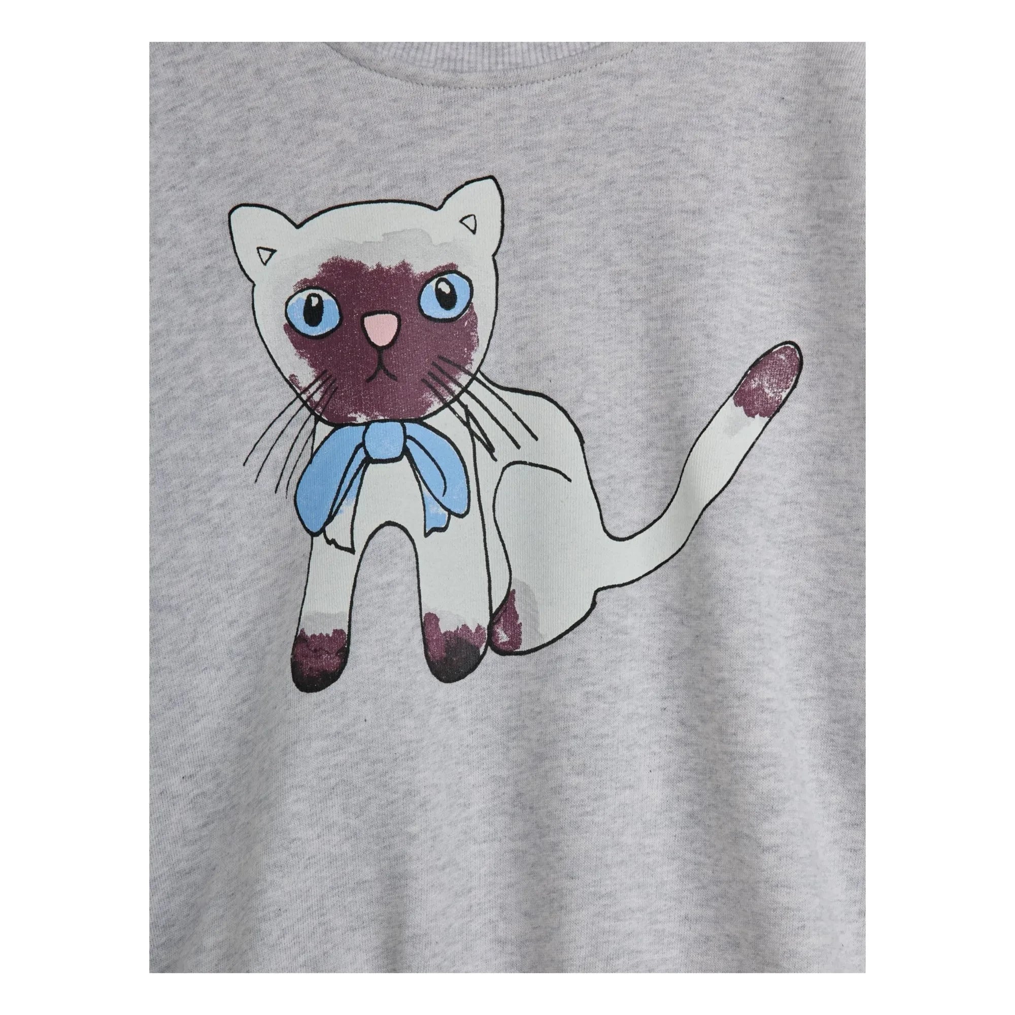 Mini Rodini - Siyamese organik pamuklu sweatshirt | Gri melanj
