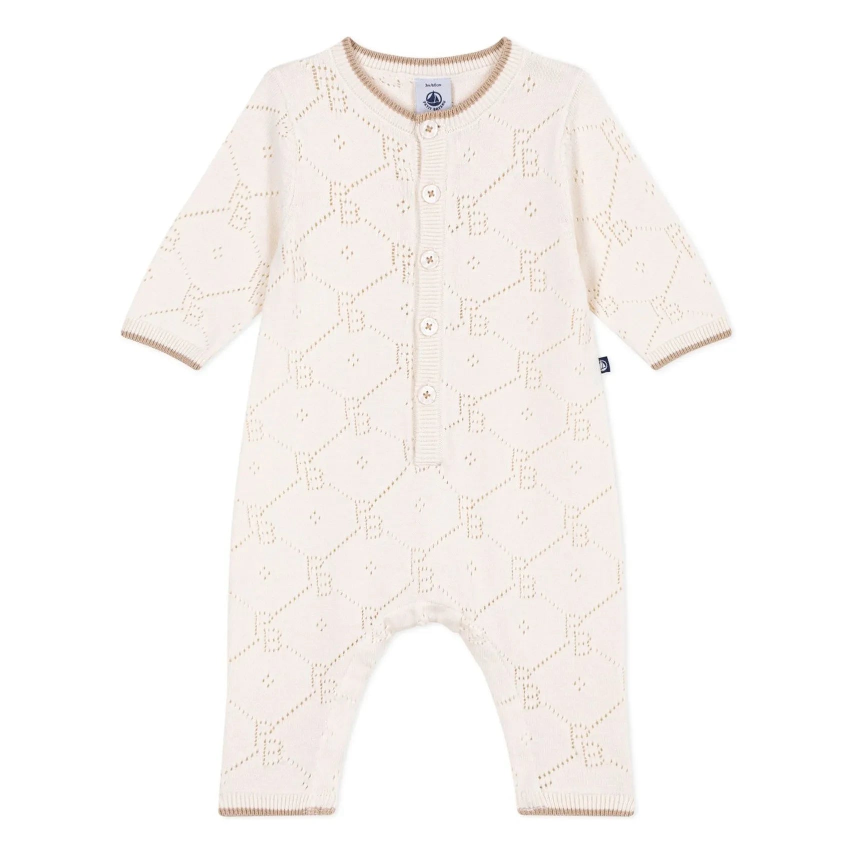 Petit Bateau - Organik Pamuk PB Ajurlu Tulum | Ekru