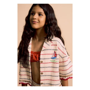Maison Mangostan – Gestreiftes Mesh-Hemd | Ecru