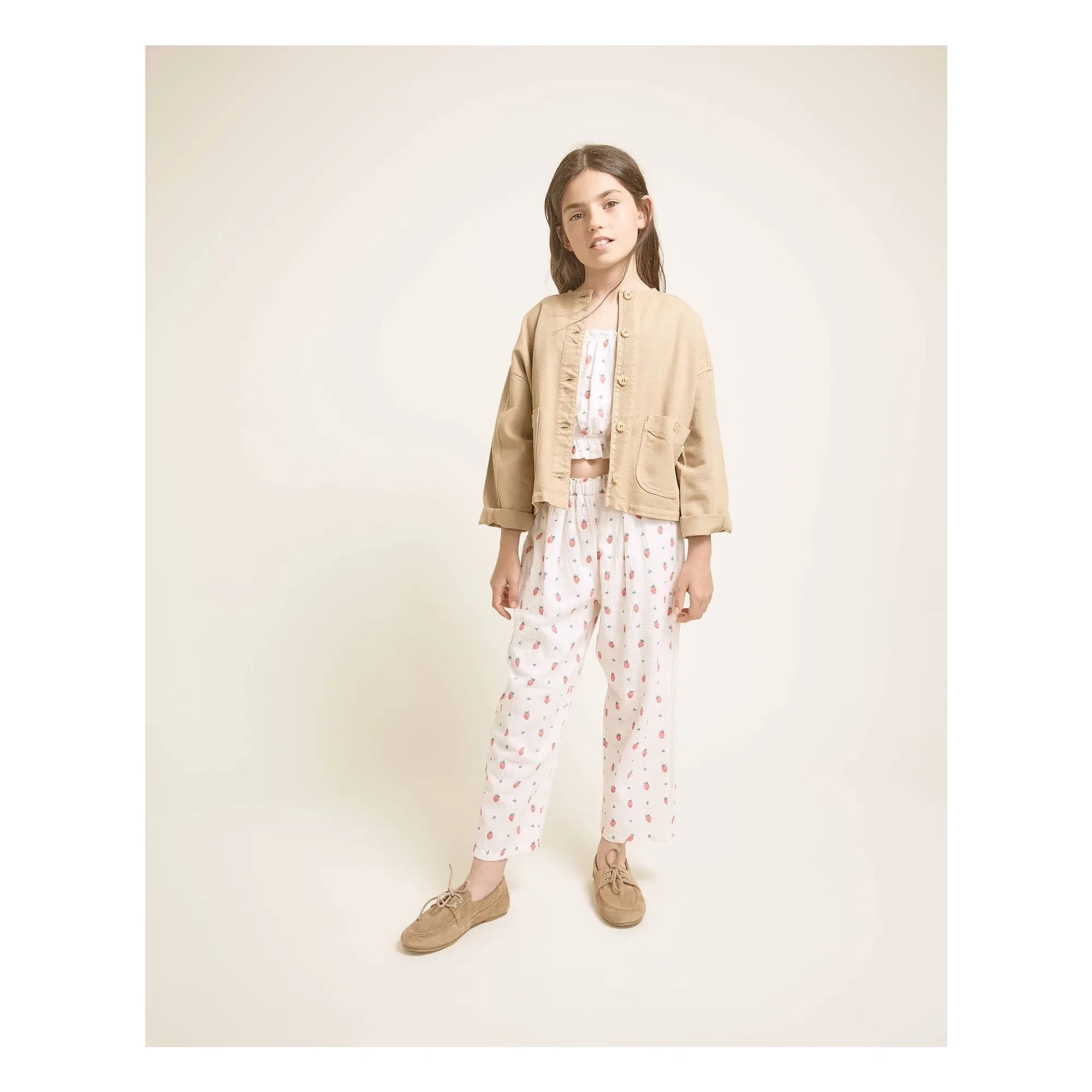 Búho - Organic Cotton Strawberry Ruffle Top | Cream