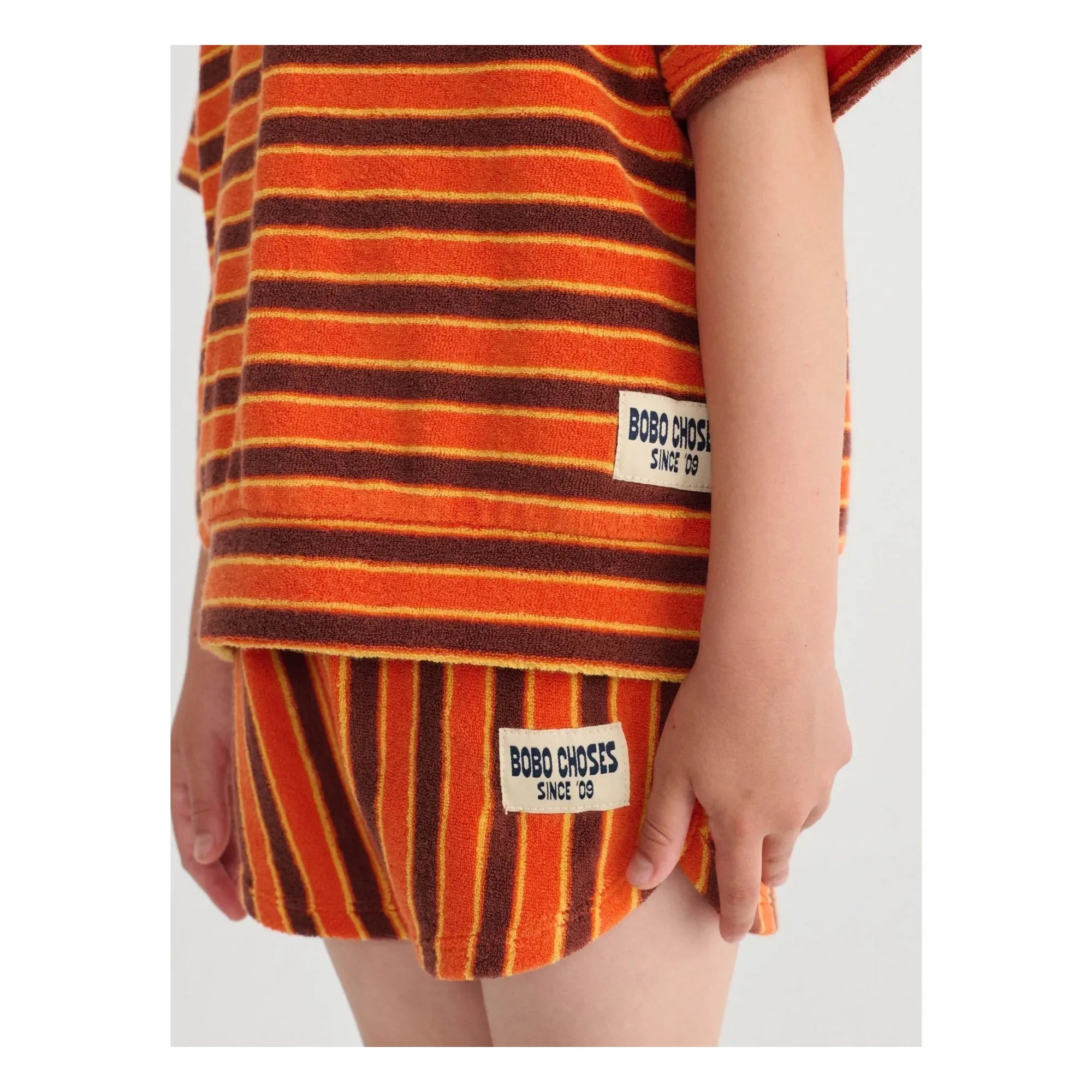 Bobo Choses – Gestreifte Frottee-Shorts | Orange