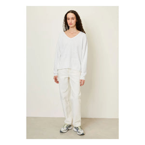 American Vintage - Long Sleeve V-Neck T-Shirt Sonoma | White
