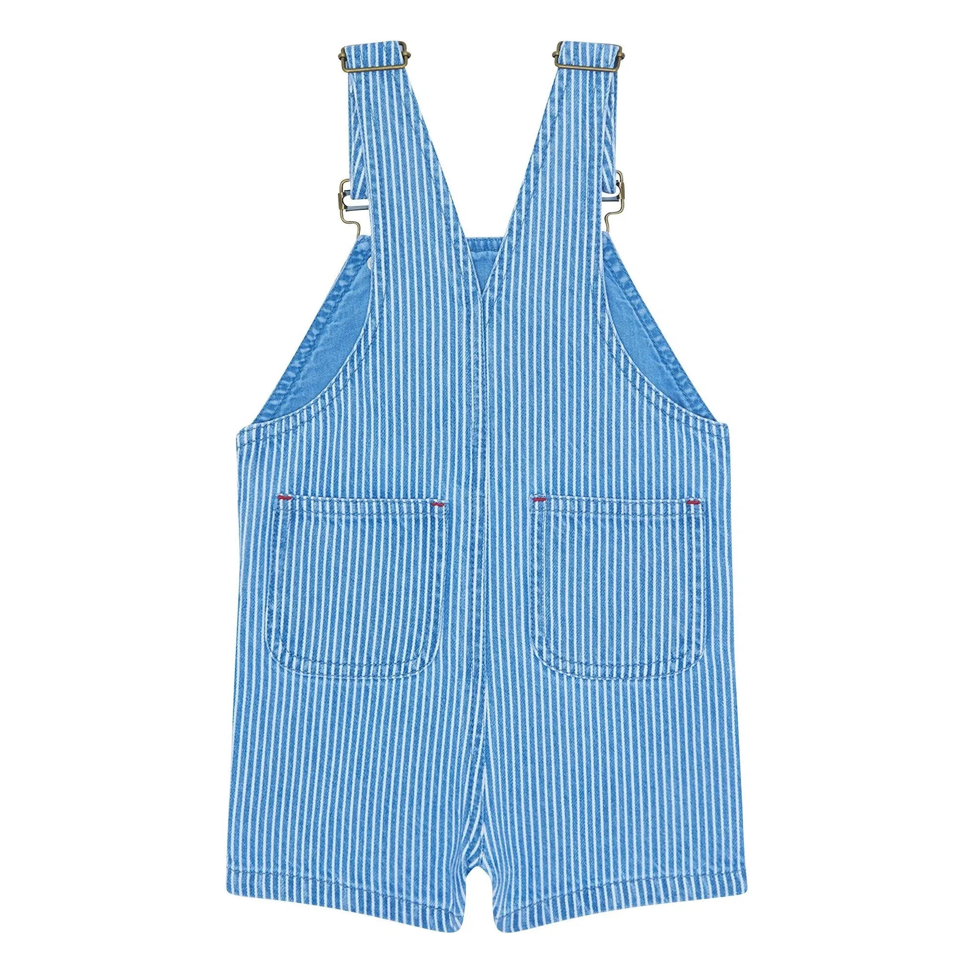 Bonton - Şık Çizgili Denim Tulum | Mavi