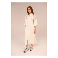 Sacrécoeur - Lou Pivoine Besticktes Baumwoll-Voile-Kleid | Weiß