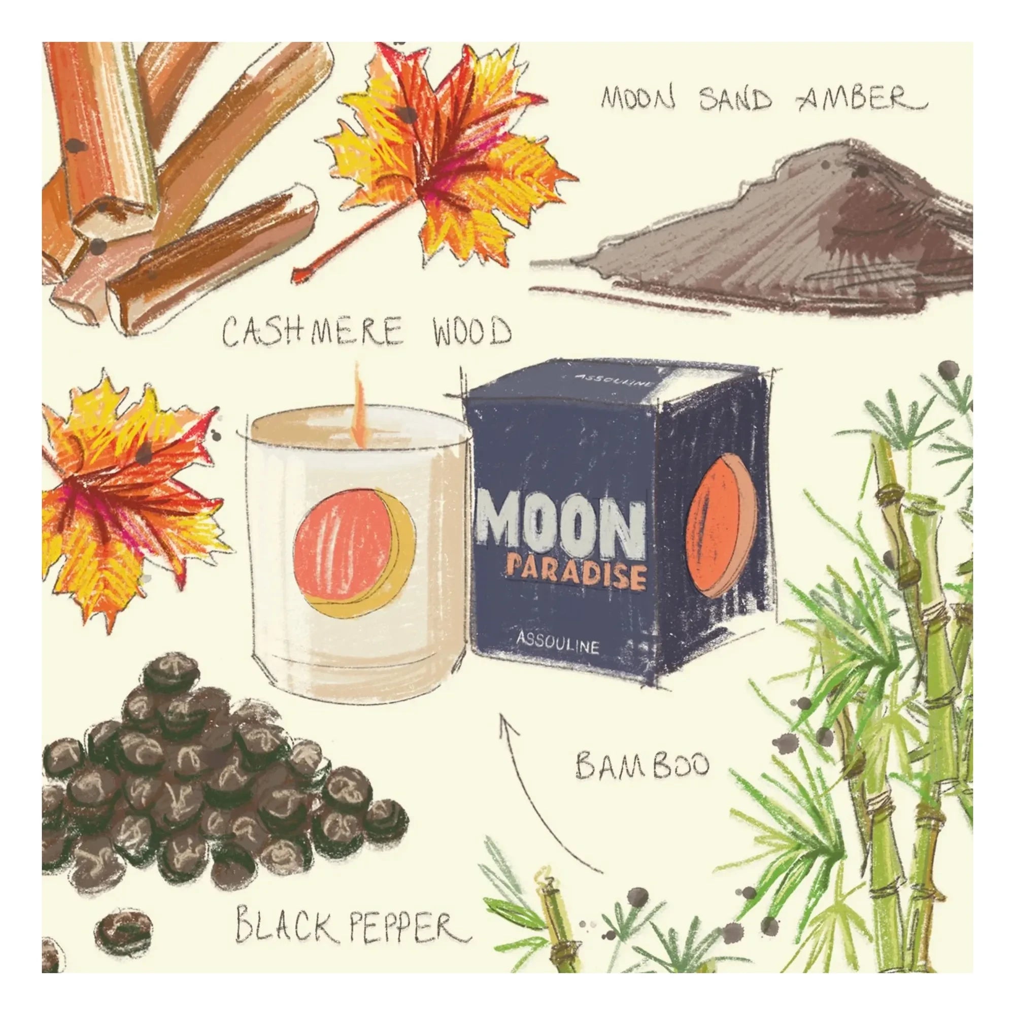 Assouline - Moon Paradise seramik mum | Gece mavisi
