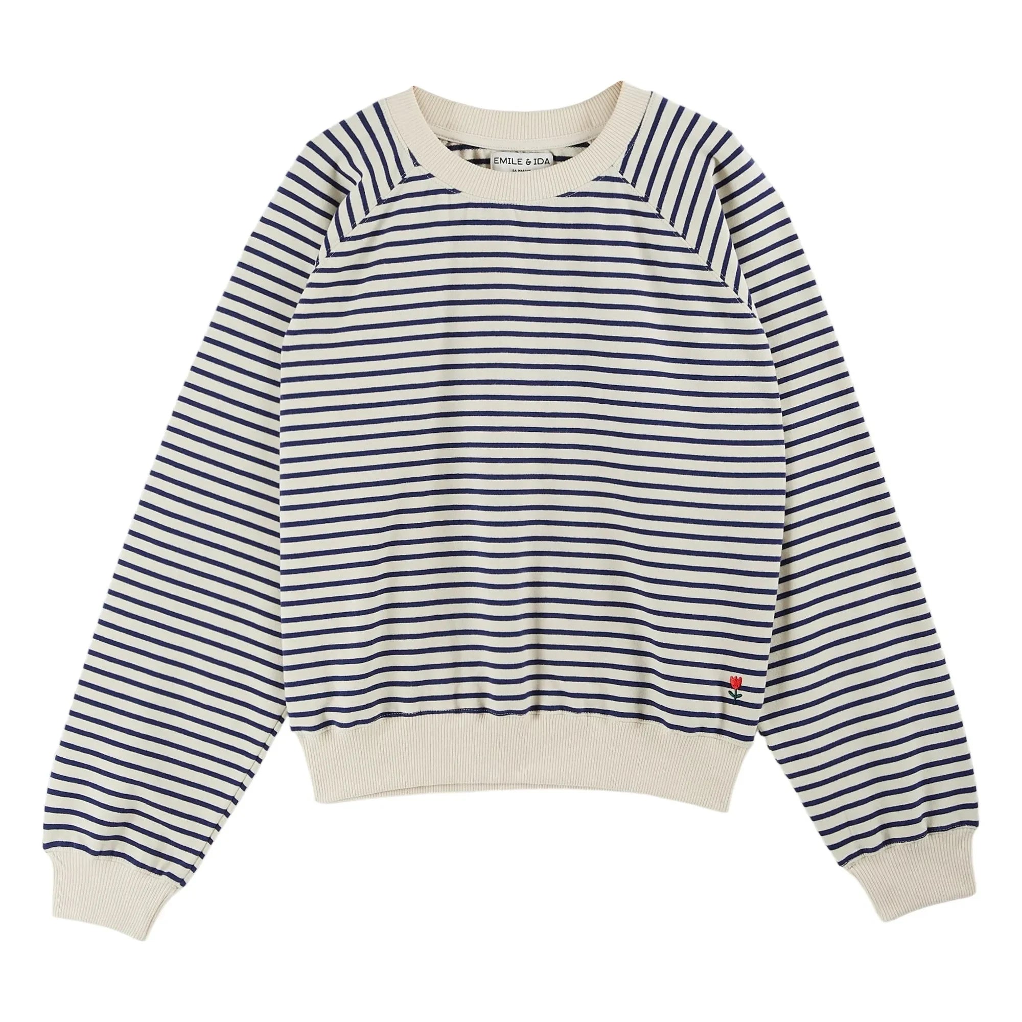 Emile et Ida - Çizgili Sweatshirt Organik Pamuk | Lacivert