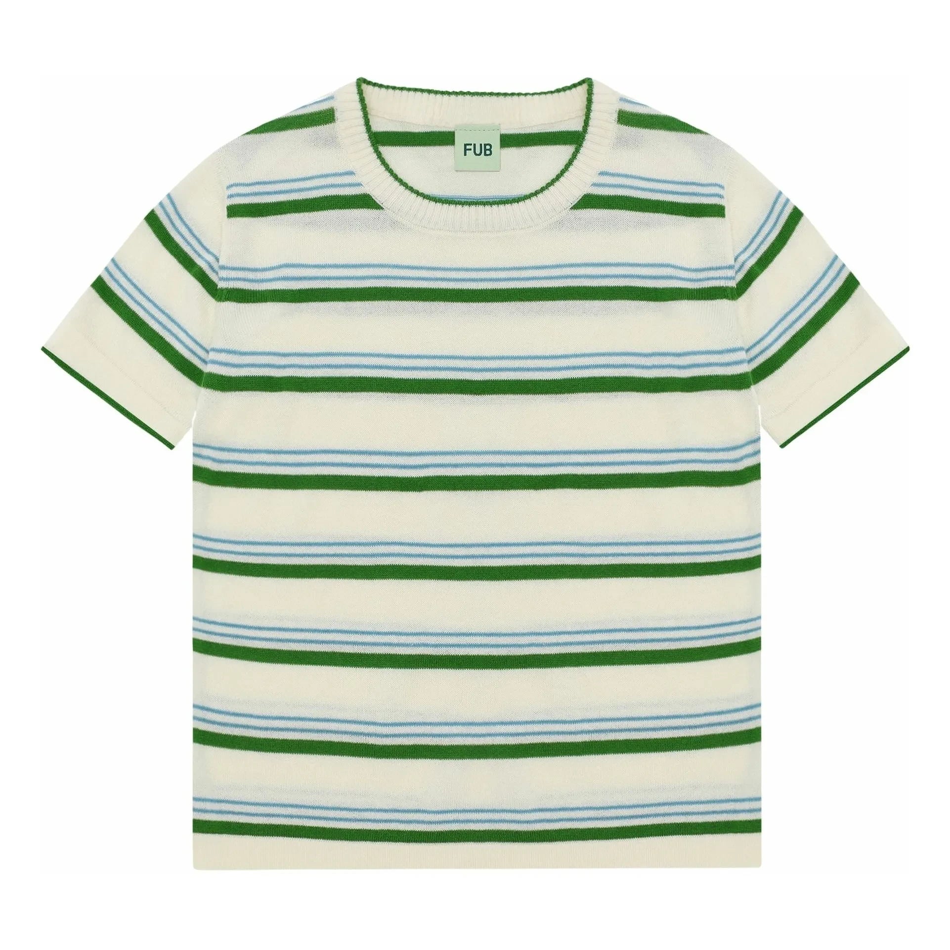 FUB - Striped T-Shirt Extra Thin Mesh Organic Cotton | Green
