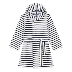 Petit Bateau - Gestreifter Frottierbademantel | Marineblau