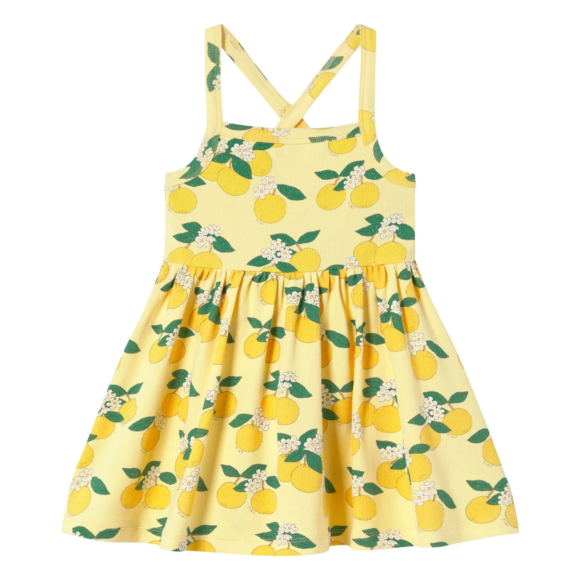Tinycottons - Orangefarbenes Bio-Baumwollkleid | Blassgelb