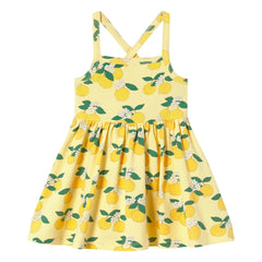 Tinycottons - Orangefarbenes Bio-Baumwollkleid | Blassgelb