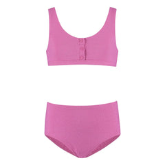 Beachlife - Lurex Geri Dönüştürülmüş Elyaf Düğmeli Mayo | Pembe