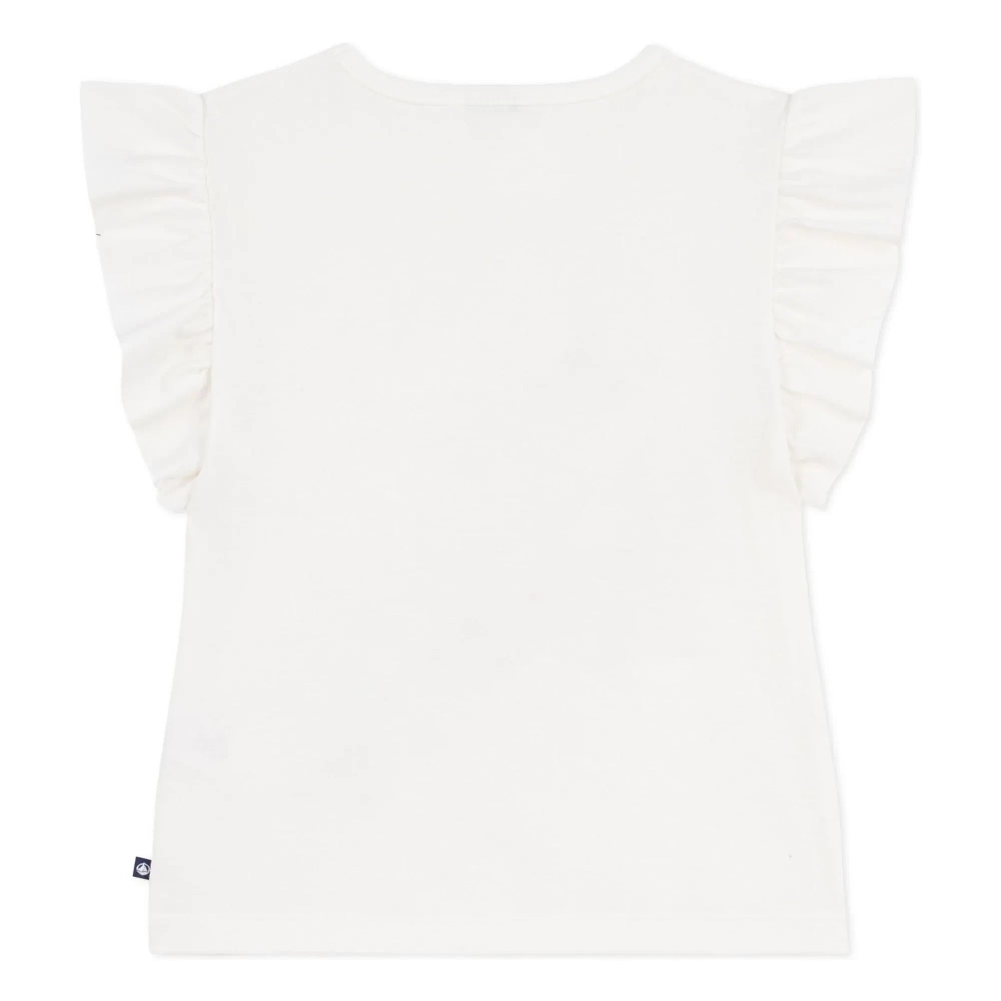 Petit Bateau - Gekräuseltes T-Shirt mit Blumenmuster aus Bio-Baumwolle | Weiß
