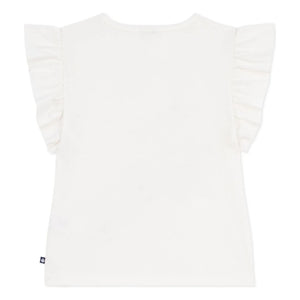 Petit Bateau - Gekräuseltes T-Shirt mit Blumenmuster aus Bio-Baumwolle | Weiß