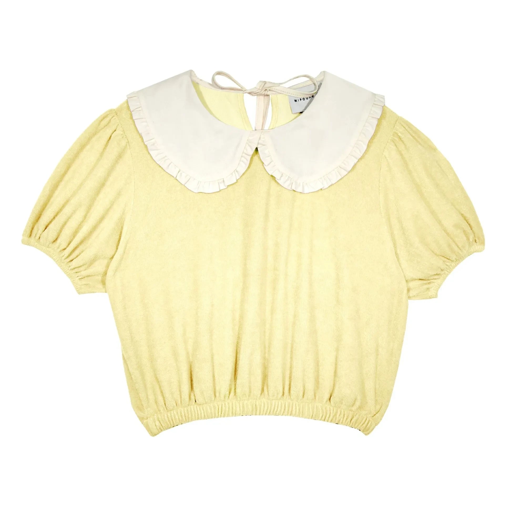 Mipounet - Carina Claudine Yaka Bio-Baumwoll-Handtuch-T-Shirt | Blassgelb