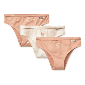 Liewood – 3er-Pack Aylin Bio-Baumwollunterhöschen mit Herzmuster | Rosa