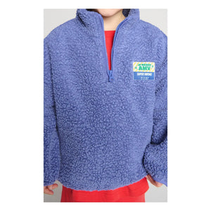 American Vintage - Sherpa-Sweatshirt aus recycelten Fasern mit halbem Reißverschluss „Hoktown“ | Violett