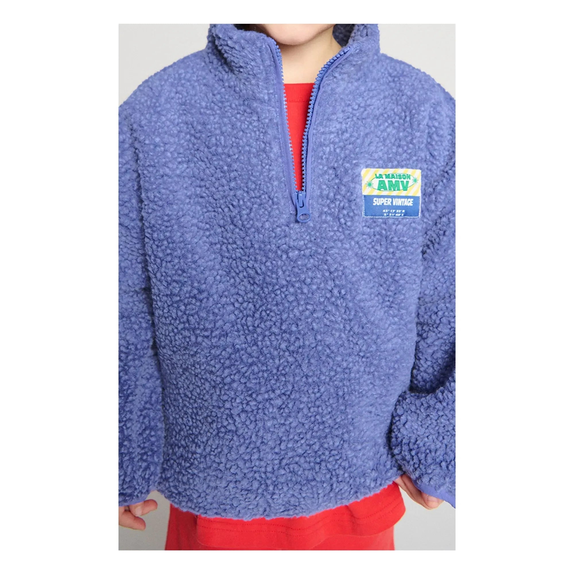 American Vintage - Sherpa-Sweatshirt aus recycelten Fasern mit halbem Reißverschluss „Hoktown“ | Violett