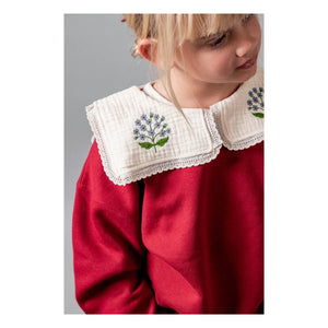 birinit - Organik pamuklu işlemeli drapeli yaka sweatshirt | Bordo