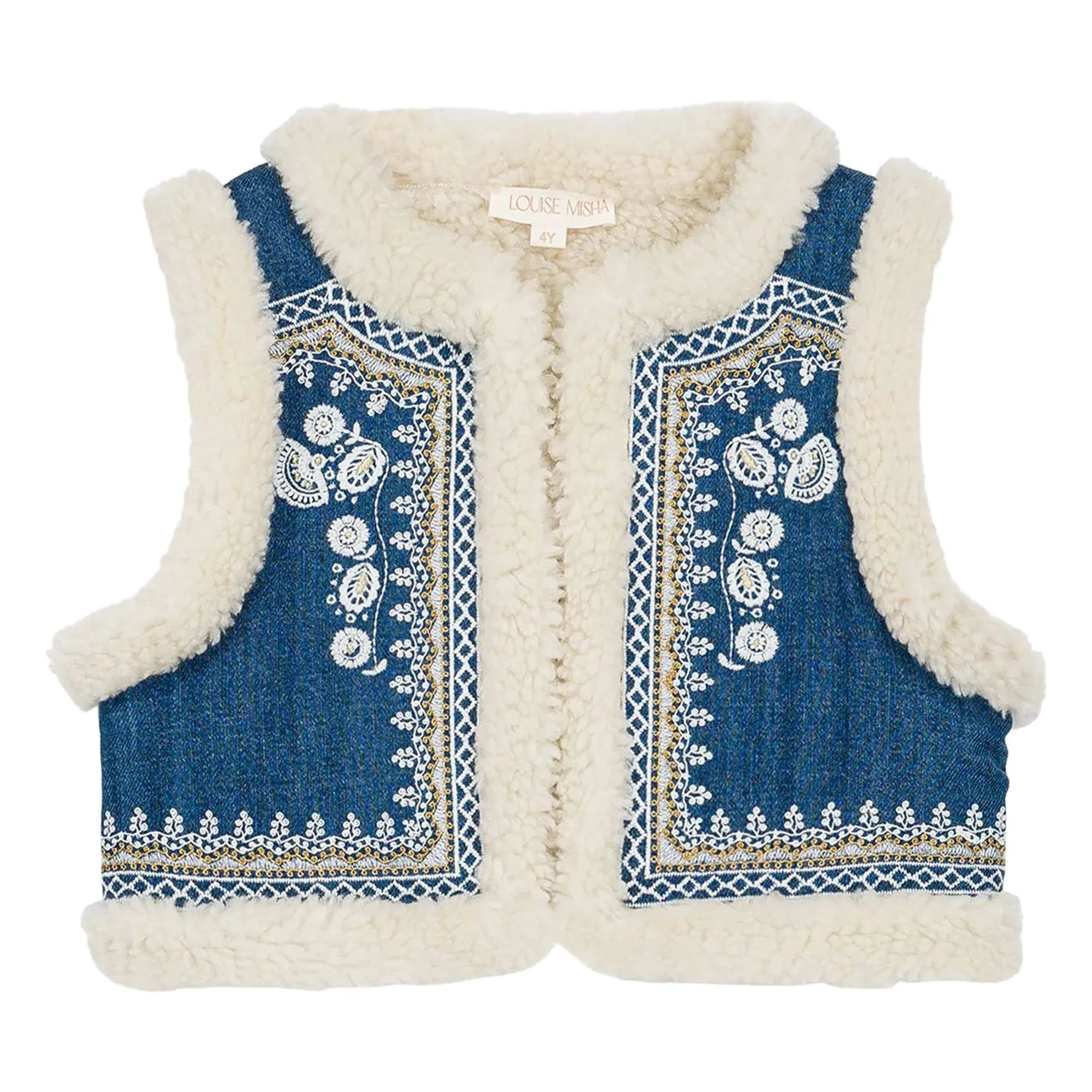Louise Misha - Reversible Sleeveless Faux Fur Jacket Librana | Denim Blue
