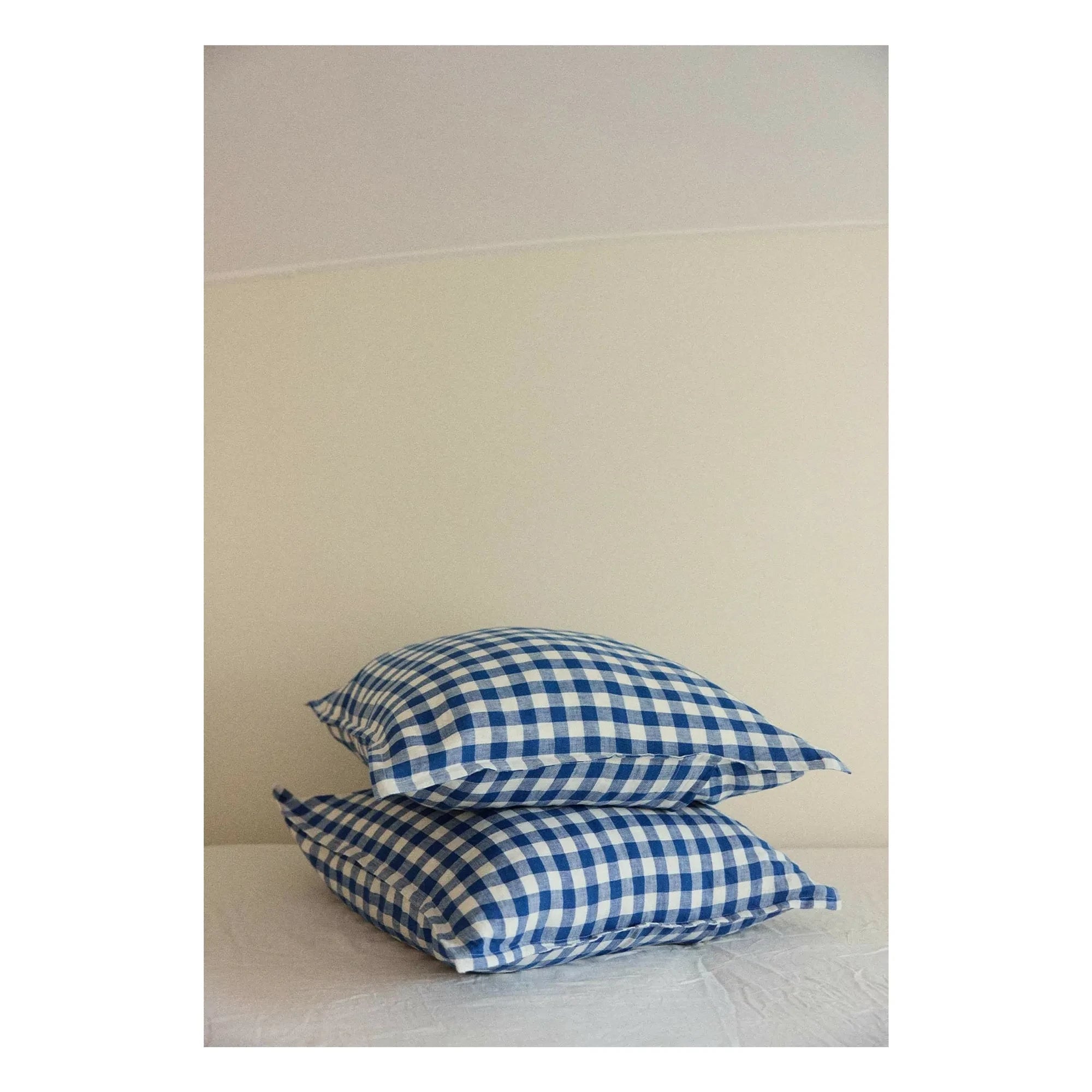 Gabrielle Paris - Vichy keten yastık kılıfı | Mavi